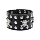 PU Bracelet with Skull Crossbones 3 Row Studs