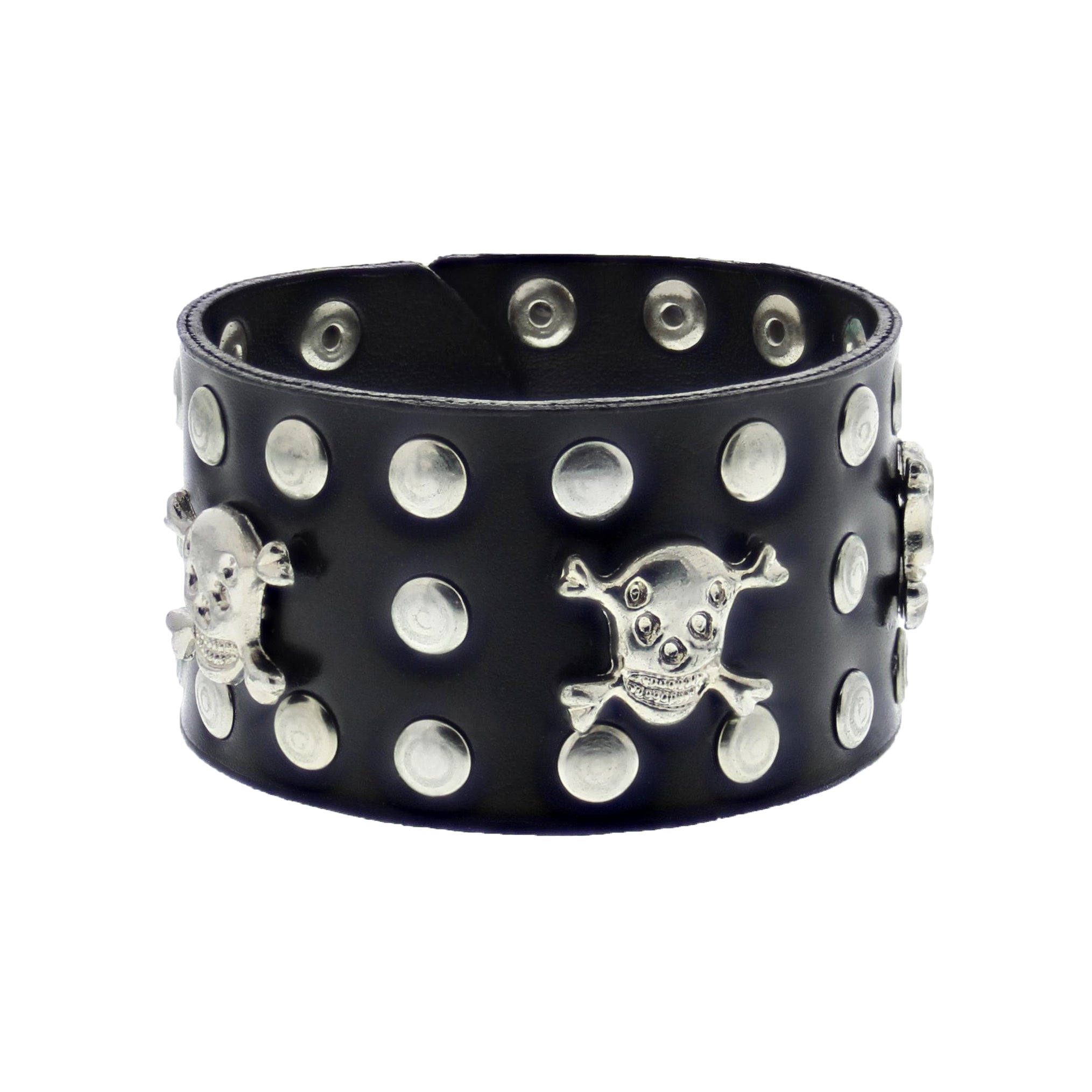 PU Bracelet with Skull Crossbones 3 Row Studs
