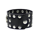 PU Bracelet with Skull Crossbones 3 Row Studs