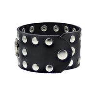 PU Bracelet with Skull Crossbones 3 Row Studs