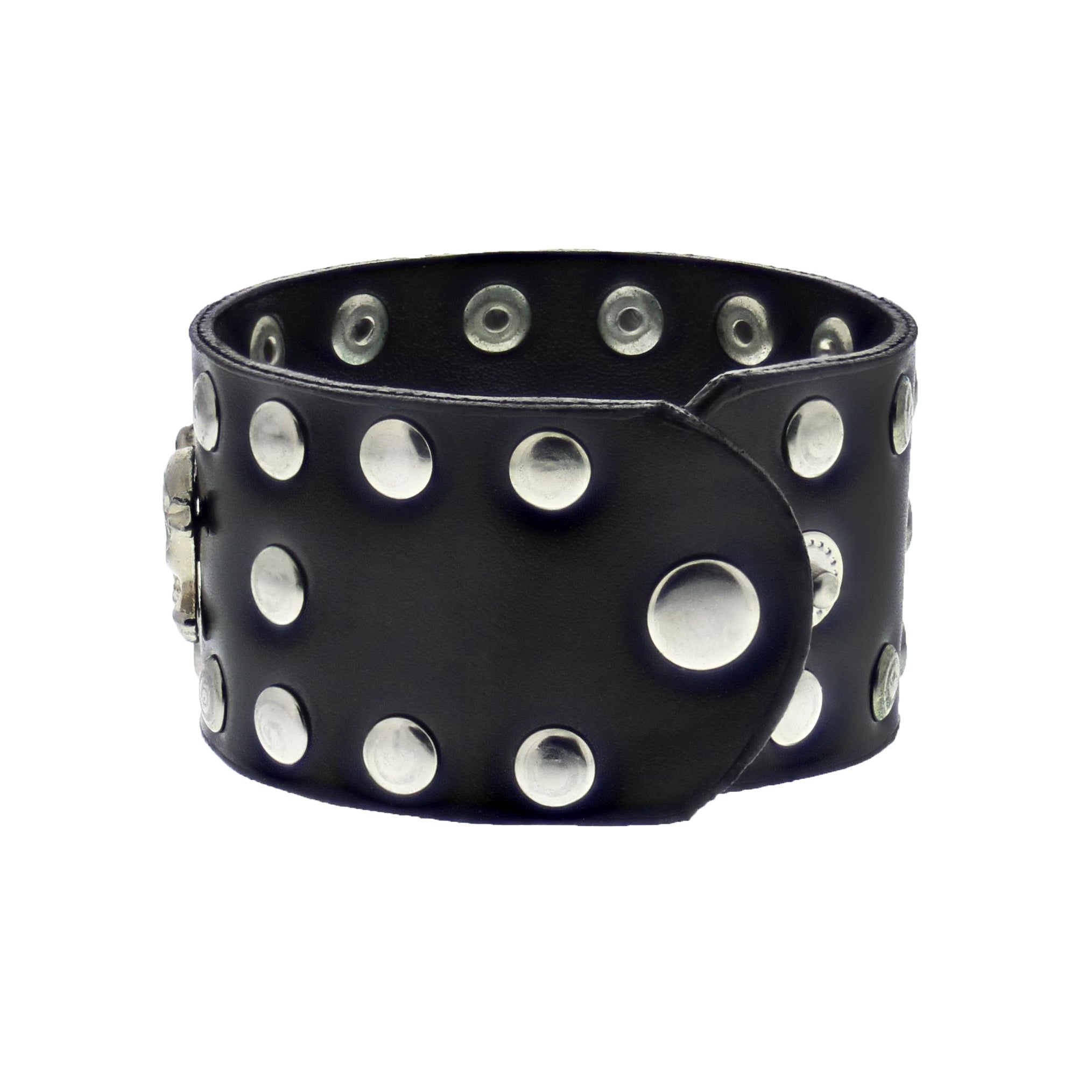 PU Bracelet with Skull Crossbones 3 Row Studs