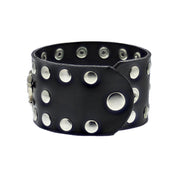 Black PU Bracelet with Skull & Crossbones & Silver Studs
