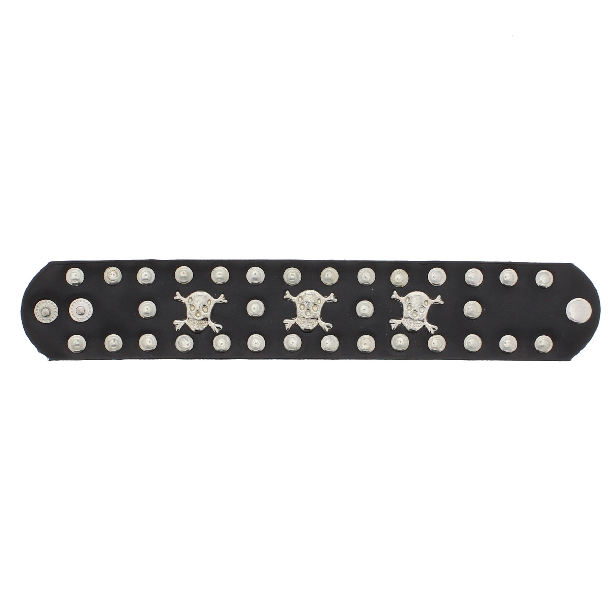 PU Bracelet with Skull Crossbones 3 Row Studs