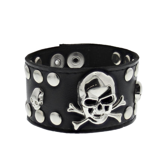 PU Bracelet with Skull & Crossbones and Studs