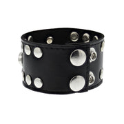 Black PU Bracelet with Skull & Crossbones and Silver Studs