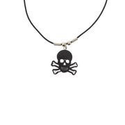 Skull & Bones Leather Necklace with Clasp