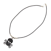 Skull & Bones Leather Necklace with Clasp