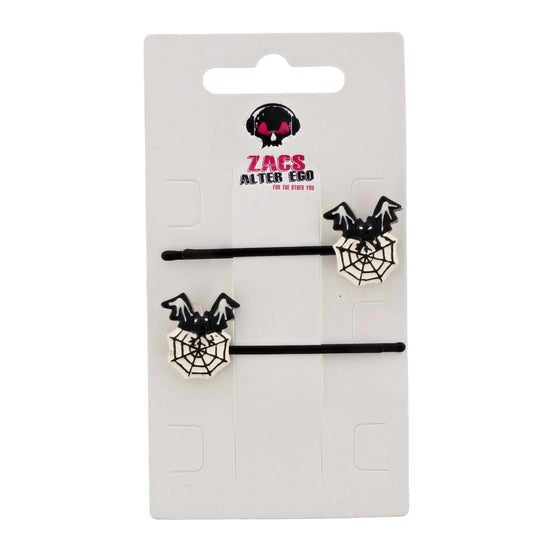 Bats on Cobwebs Hair Grips