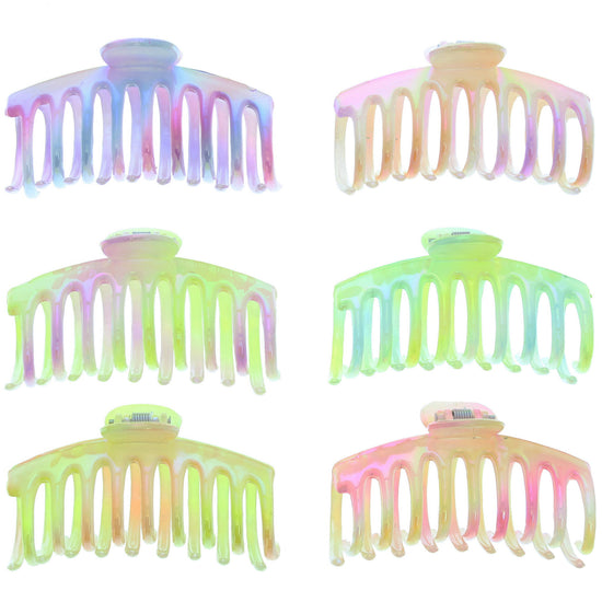 9cm Shiny AB Multi Pastel Barrel Hair Claw Clips