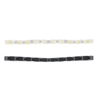 Card of 2 All Black & All White Pyramid Metal Free Head Elastics