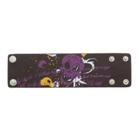 Multicolour Skull Print on Black PU Bracelets