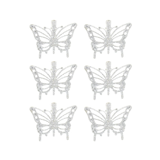 Pack of 6 Mini Glitter Beak/ Concord Hair Clips with Butterflies