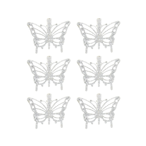 Pack of 6 Mini Glitter Beak/ Concord Clips with Butterflies