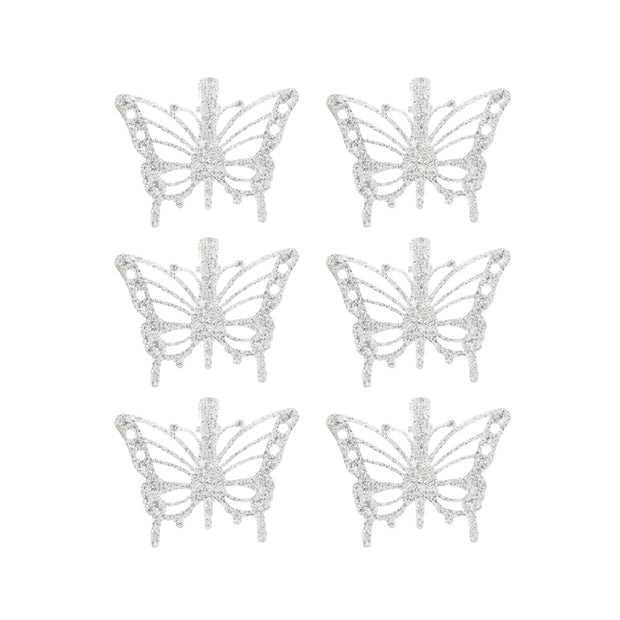 Pack of 6 Mini Glitter Beak/ Concord Clips with Butterflies