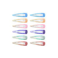 12 on a Card 5cm Assorted Glitter Epoxy Hair Snapclips