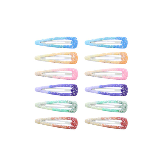 12 on a Card 5cm Assorted Glitter Epoxy Hair Snapclips