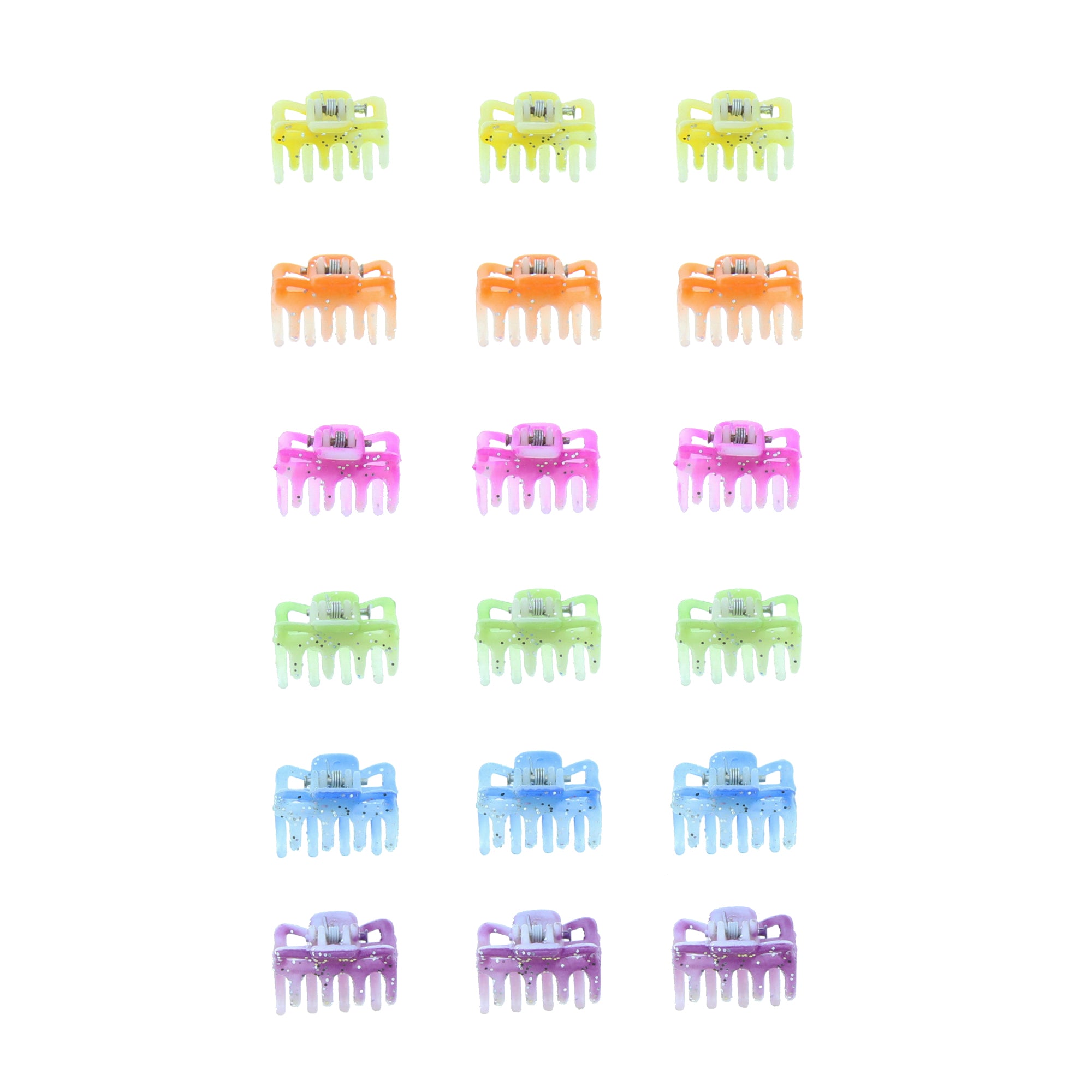Set of 18 Bright Glitter Mini Hair Clips