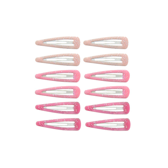 12 on a Card 5cm Assorted Glitter Epoxy Hair Snapclips