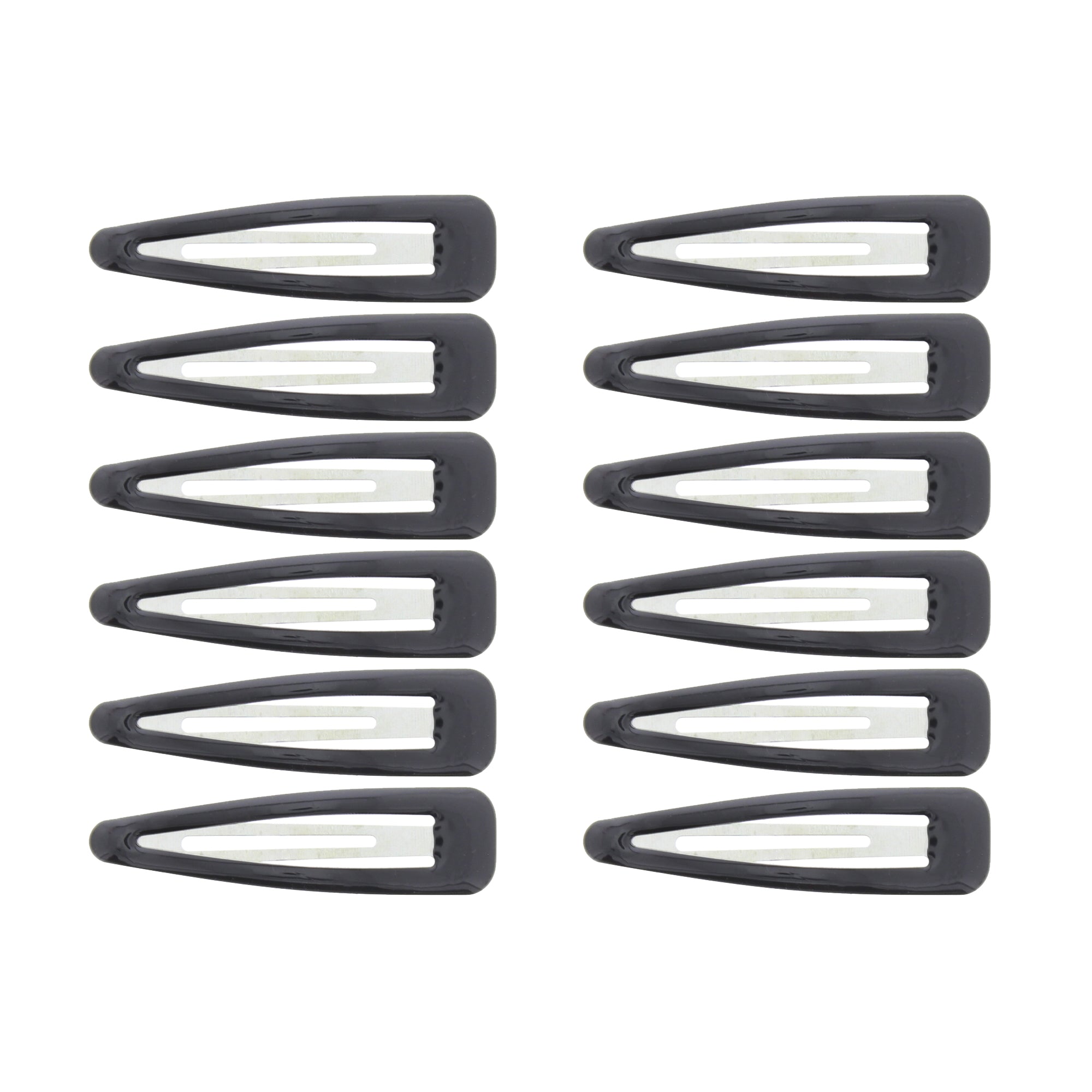 12 on a Card 7cm Black Epoxy Hair Snapclips