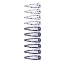 10 on a Card 5cm Black and White Stars Epoxy Hair Snapclips