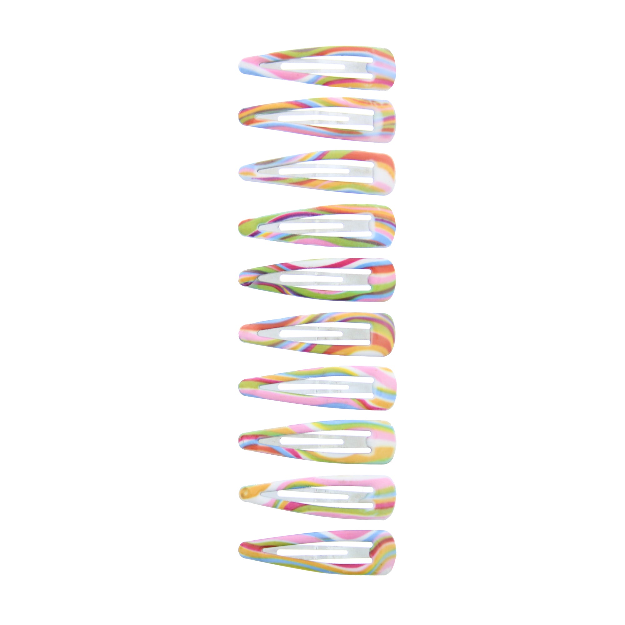 10 on a Card 5cm Multi Stripes Epoxy Hair Snapclips