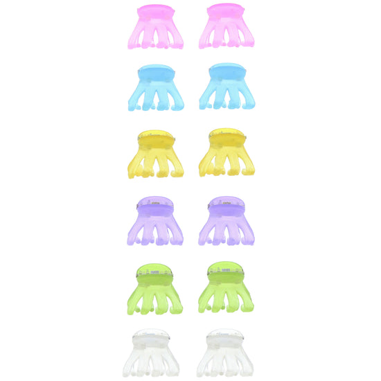Pack of 12 Translucent Pastel Mini Hair Claw Clips