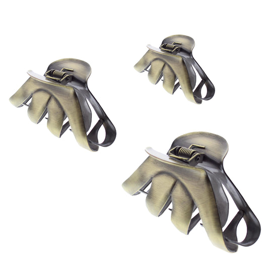 8cm Burnished Metal Octopus Hair Claw Clips