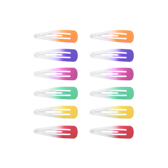 12 on a Card 5cm Bright Two-Tone Metal Hair Snapclips