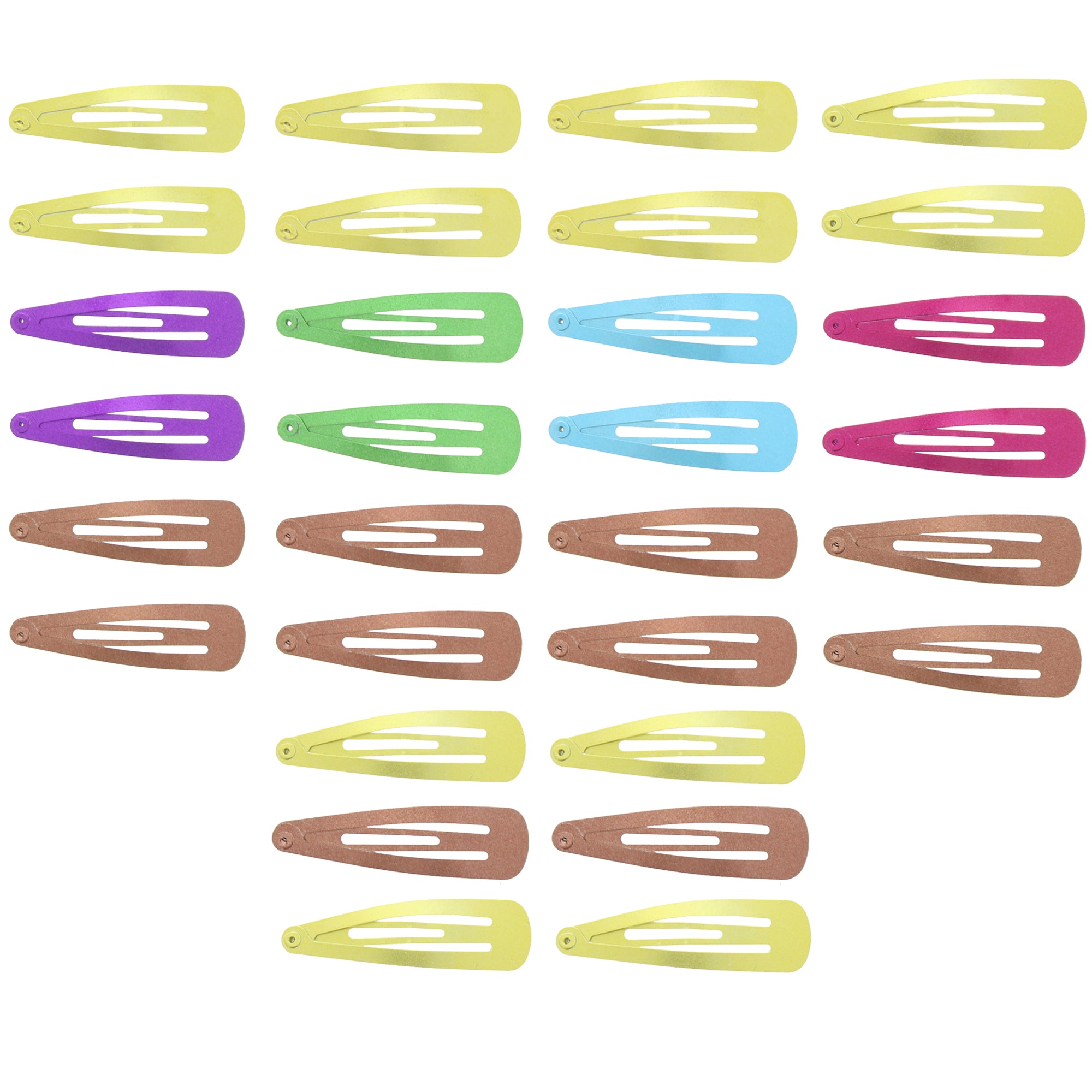 6 on a Card 5cm Assorted Metallic Epoxy Hair Snapclips