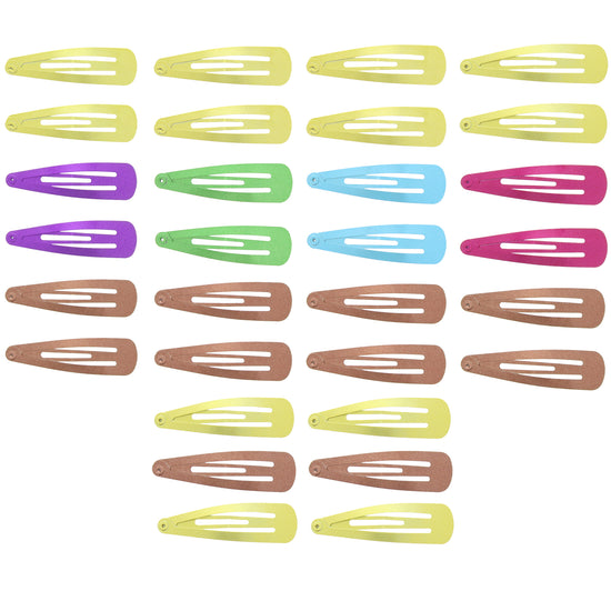 6 on a Card 5cm Assorted Metallic Epoxy Hair Snapclips