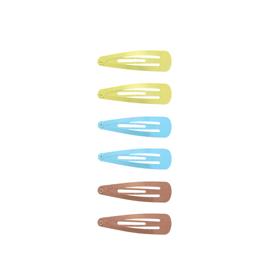6 on a Card 5cm Assorted Metallic Epoxy Hair Snapclips