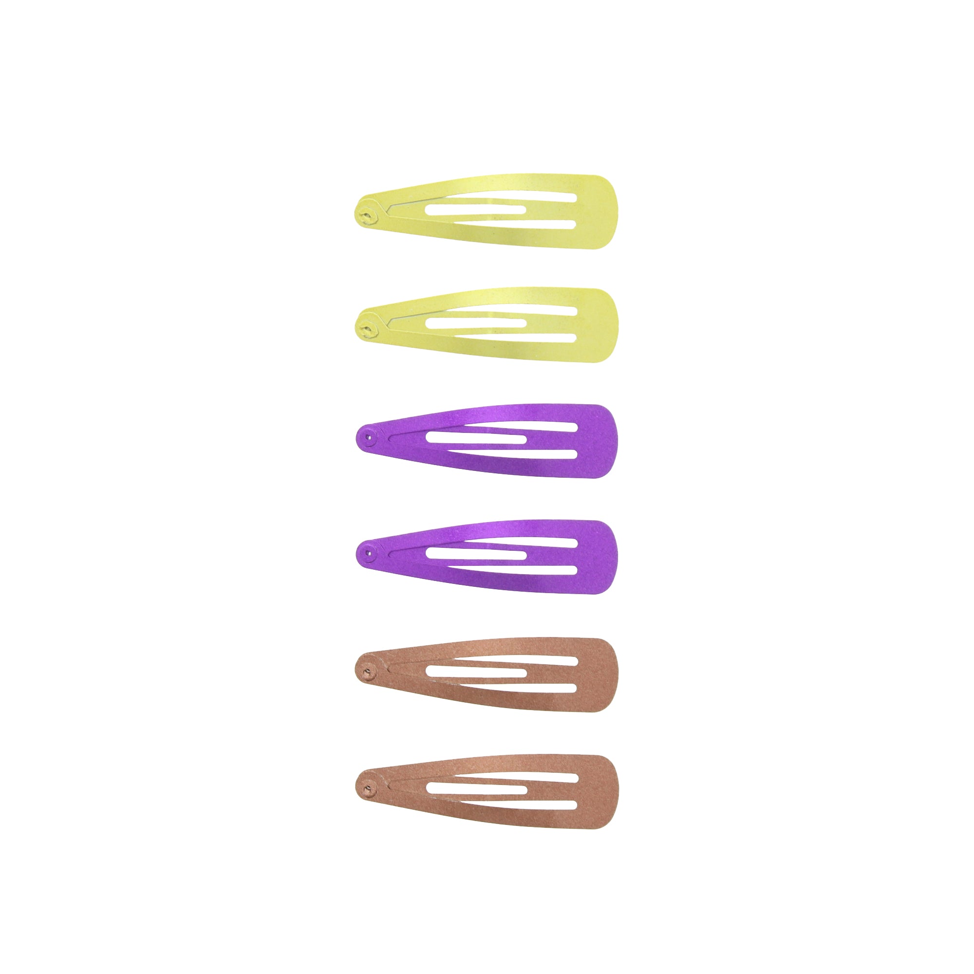 6 on a Card 5cm Assorted Metallic Epoxy Hair Snapclips