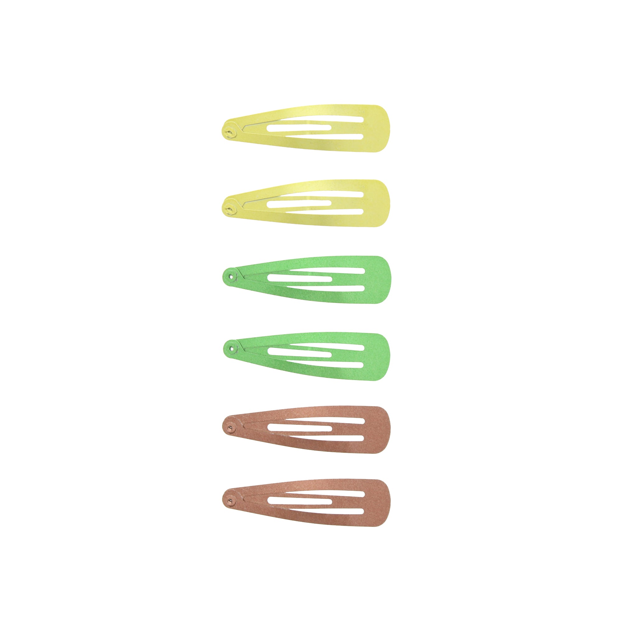 6 on a Card 5cm Assorted Metallic Epoxy Hair Snapclips