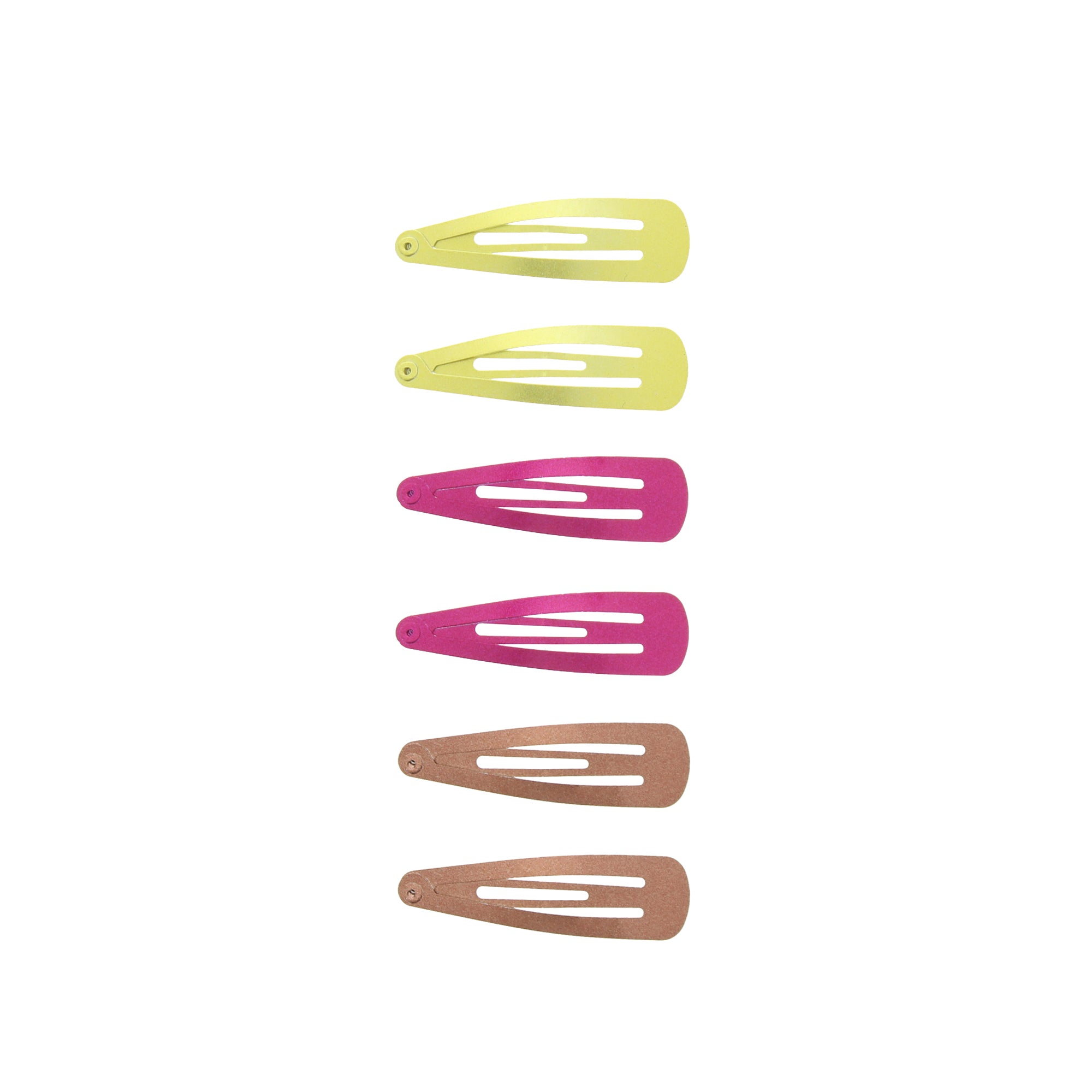 6 on a Card 5cm Assorted Metallic Epoxy Hair Snapclips