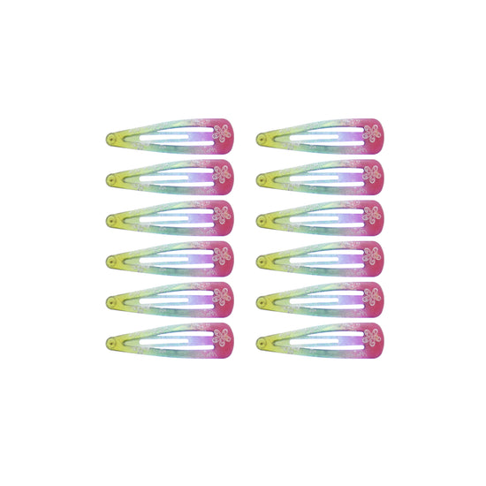 12 on a Card 5cm Multi Shaded Floral Epoxy Hair Snapclips