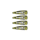 4 on a Card 7cm Black & Yellow Smiley Face Metal Hair Snapclips