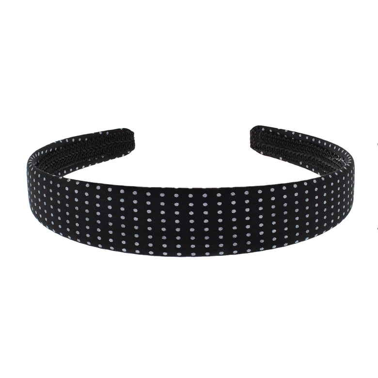 1 Inch Black Polka Dot Bow Aliceband