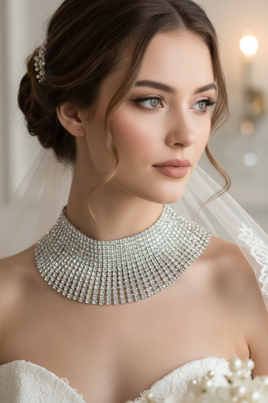 15 Row Diamante Stone Choker