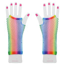 Long Rainbow Fishnet Gloves