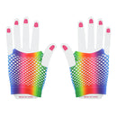 Short Rainbow Fishnet Gloves