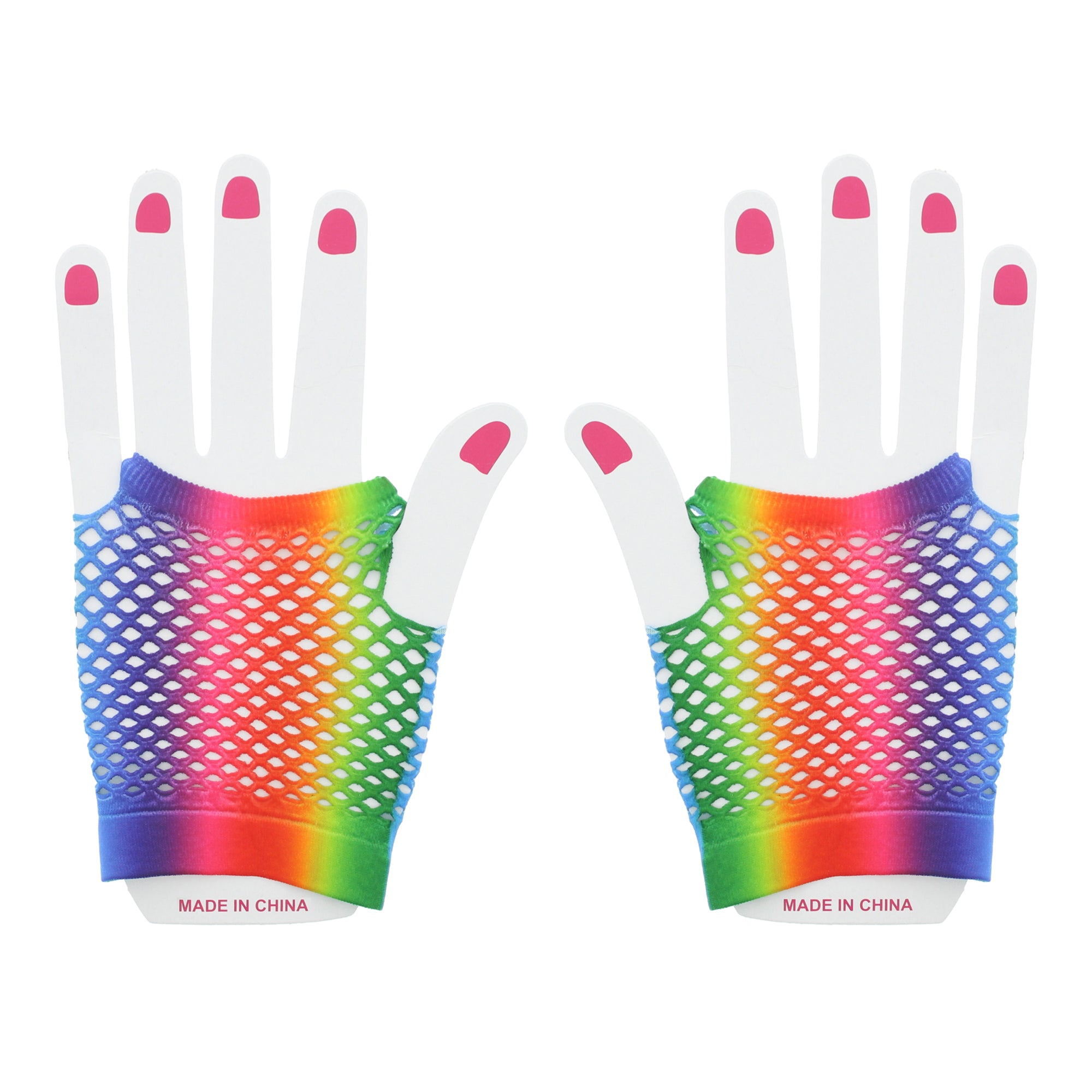 Short Rainbow Fishnet Gloves
