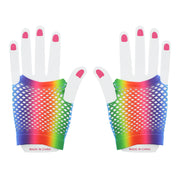 Short Rainbow Fishnet Gloves