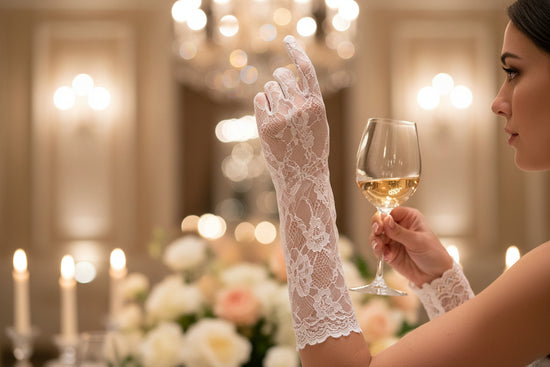 1 Pair Floral Lace Long Gloves