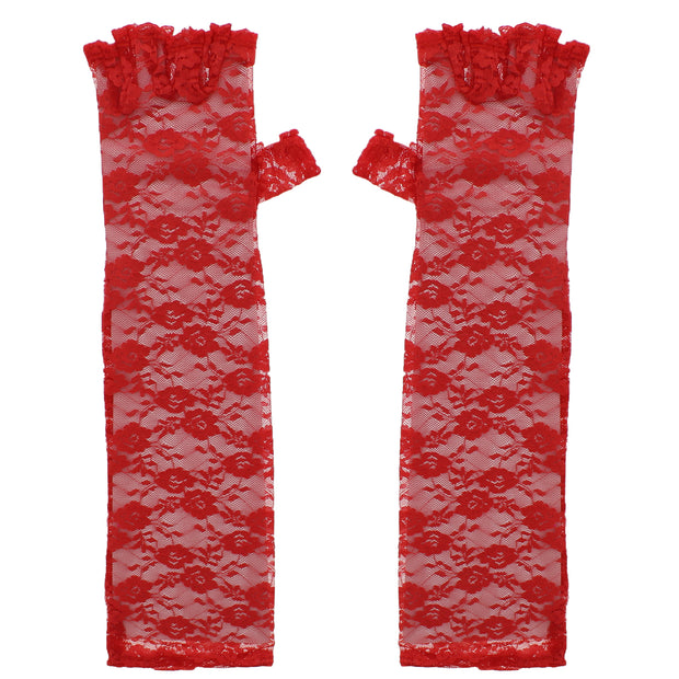 Long Lace Fingerless Gloves