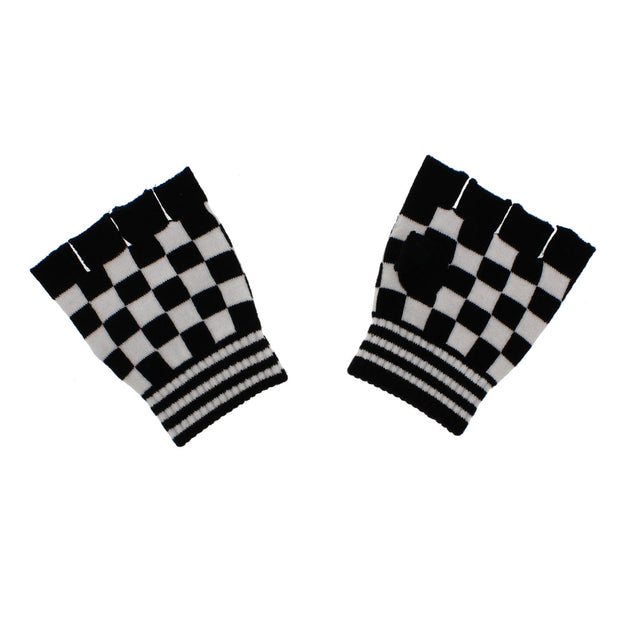 Checkered Short Fingerless Gloves