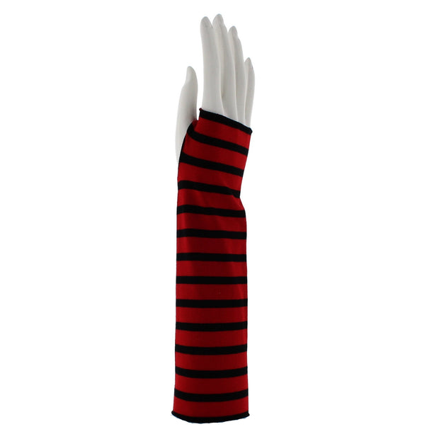 Long Fingerless Gloves with Stripes
