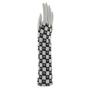 Skull & Crossbones Checkered Long Fingerless Gloves