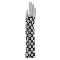 Skull & Crossbones Checkered Long Fingerless Gloves