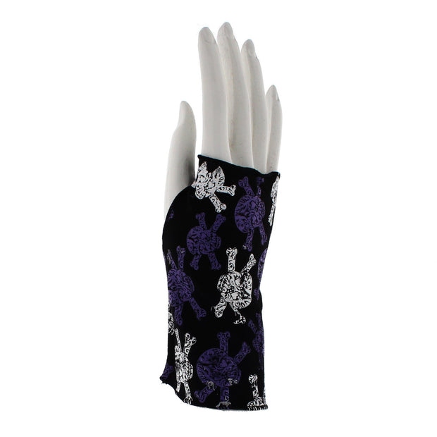 Black Short Fingerless Gloves with Coloured Skull & Crossbones