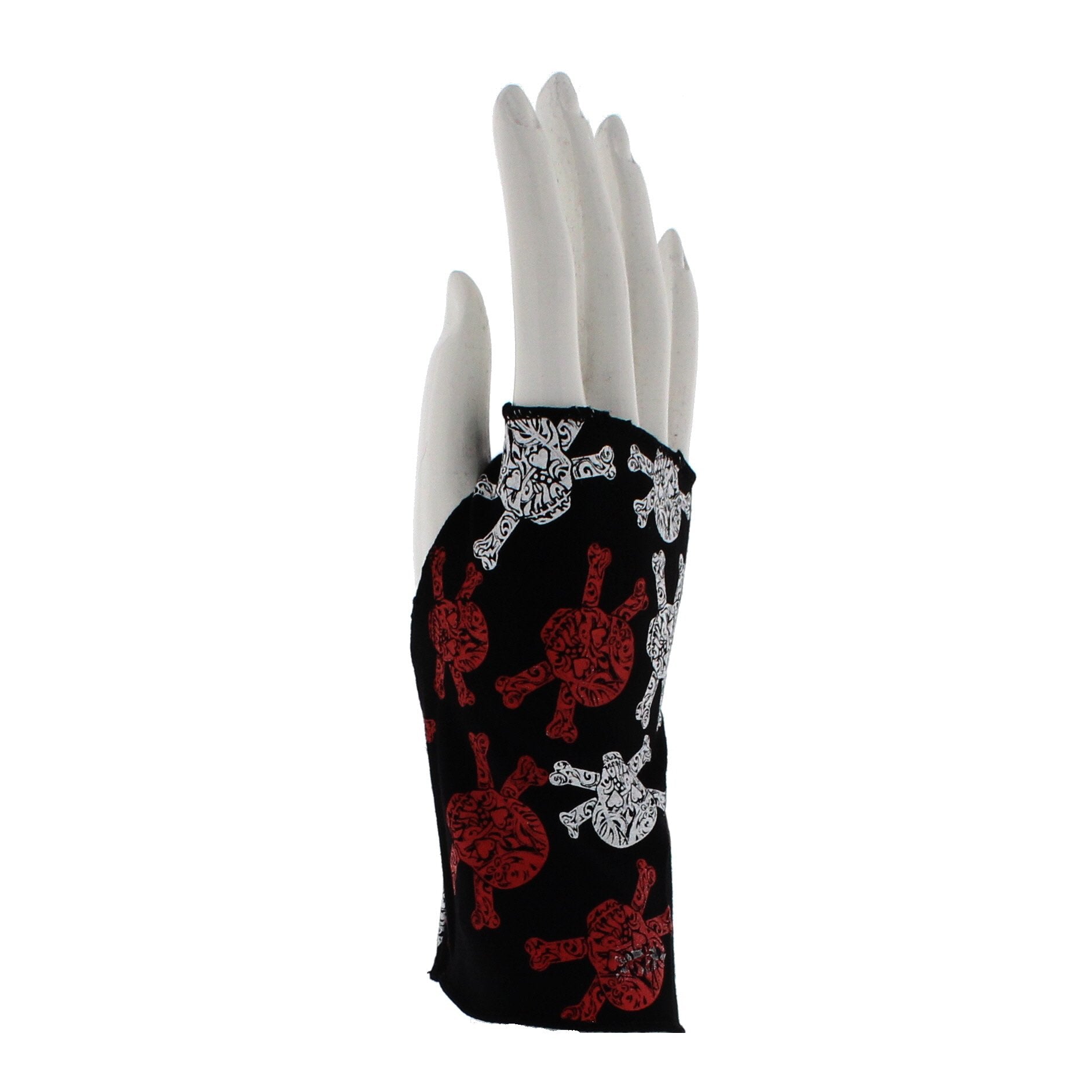 Coloured Skull & Crossbones Fingerless Gloves
